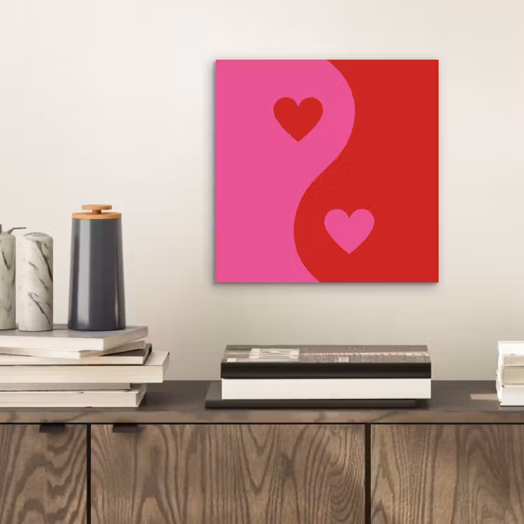 Minimalistisch - Rood - Roze - Hartjes aluminium wit klein -sfeer1