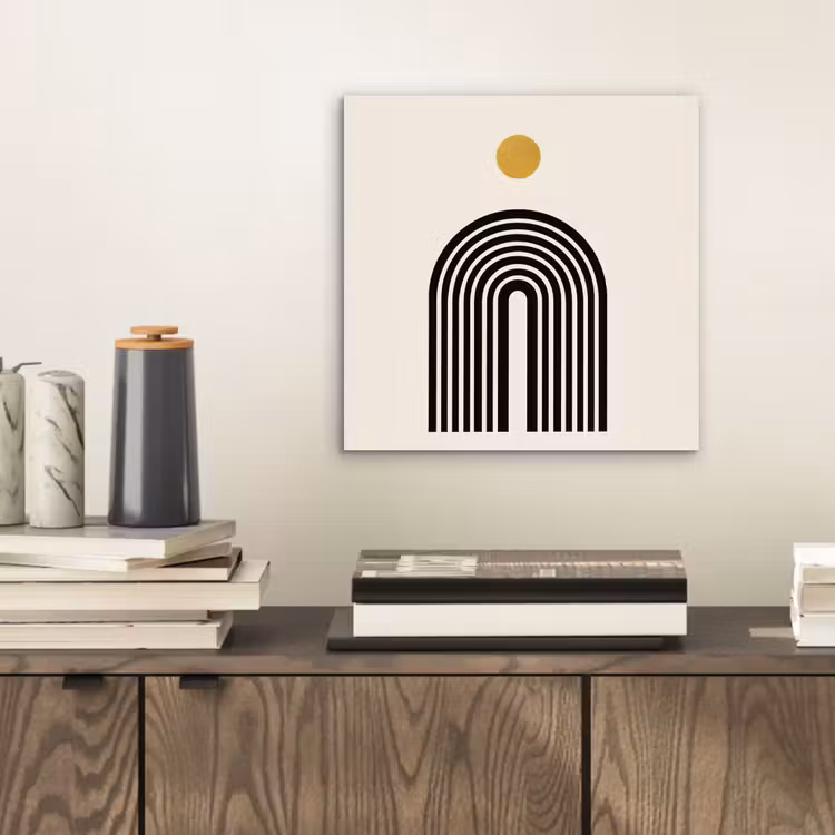 Minimalistisch - Zwarte boog - Gouden cirkel aluminium wit klein -sfeer1