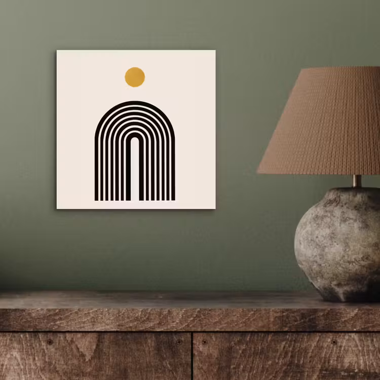 Minimalistisch - Zwarte boog - Gouden cirkel aluminium wit klein -sfeer2