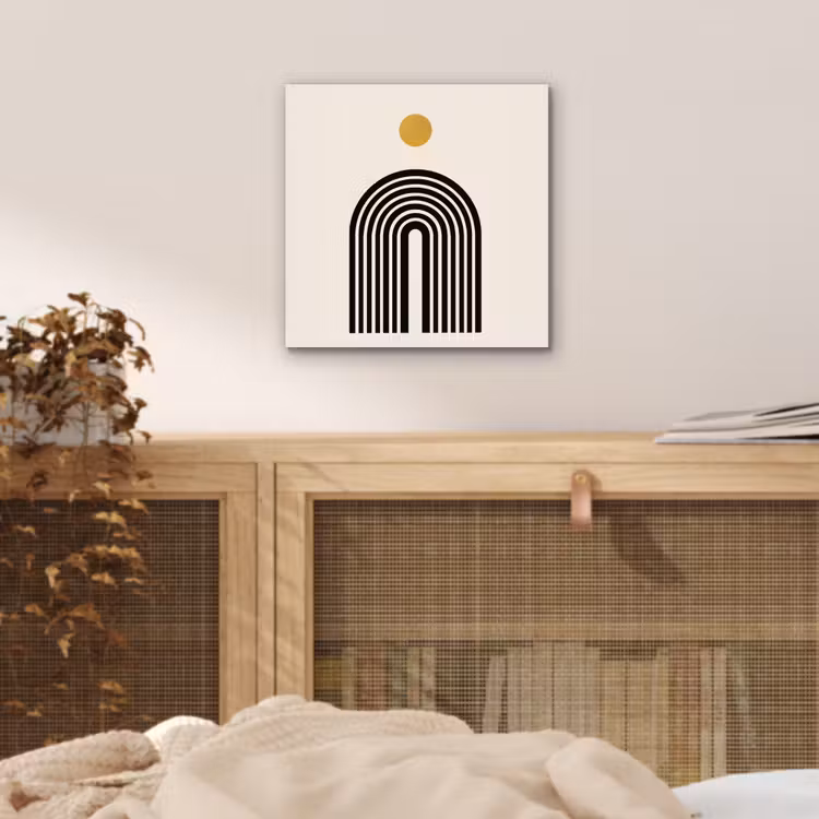 Minimalistisch - Zwarte boog - Gouden cirkel aluminium wit klein -sfeer3