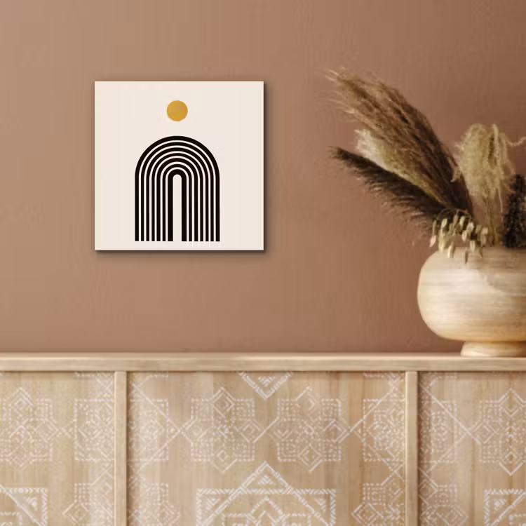 Minimalistisch - Zwarte boog - Gouden cirkel aluminium wit klein -sfeer4