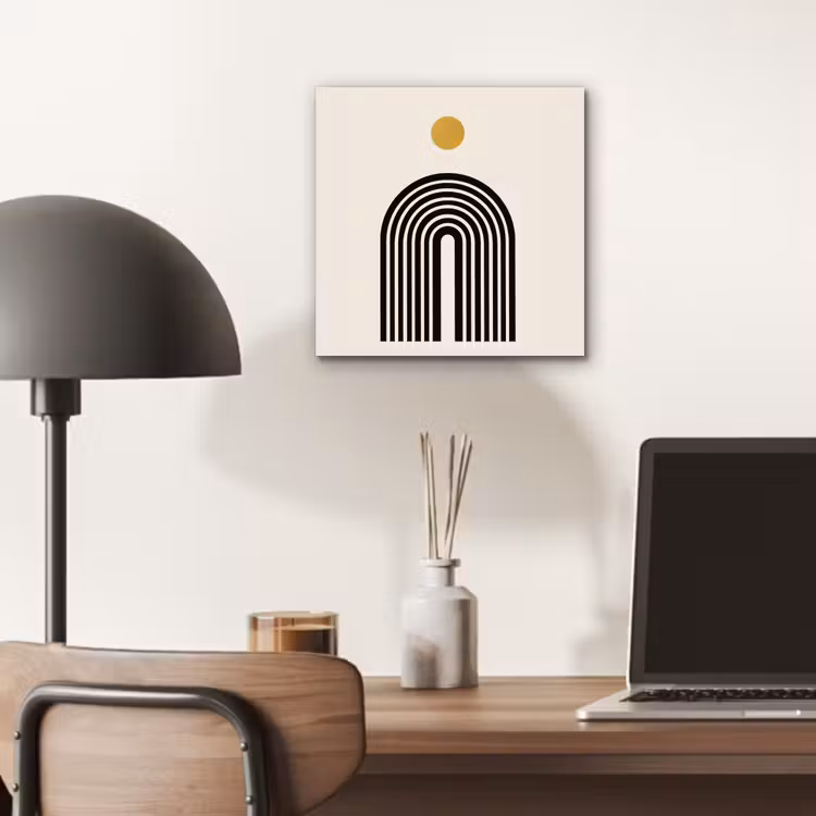 Minimalistisch - Zwarte boog - Gouden cirkel aluminium wit klein -sfeer5