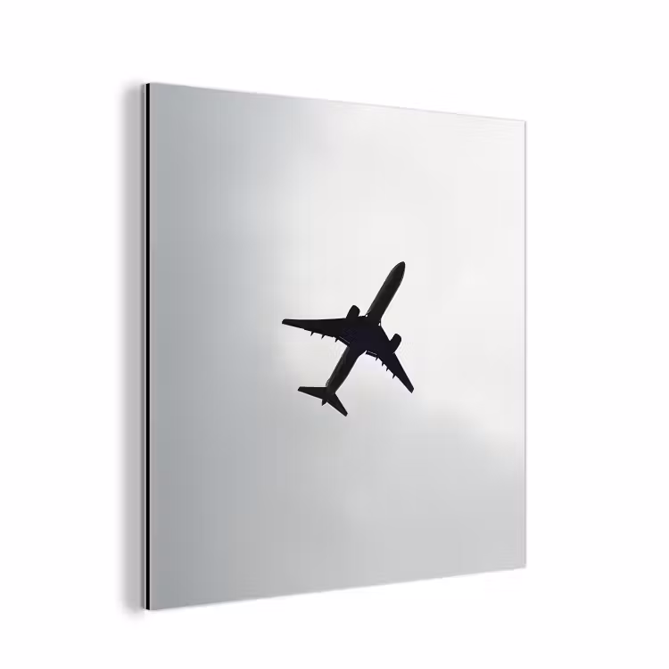 Minimalistisch - Silhouet - Zwart - Vliegtuig aluminium wit klein -3d