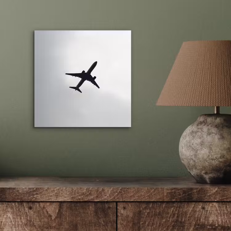 Minimalistisch - Silhouet - Zwart - Vliegtuig aluminium wit klein -sfeer2