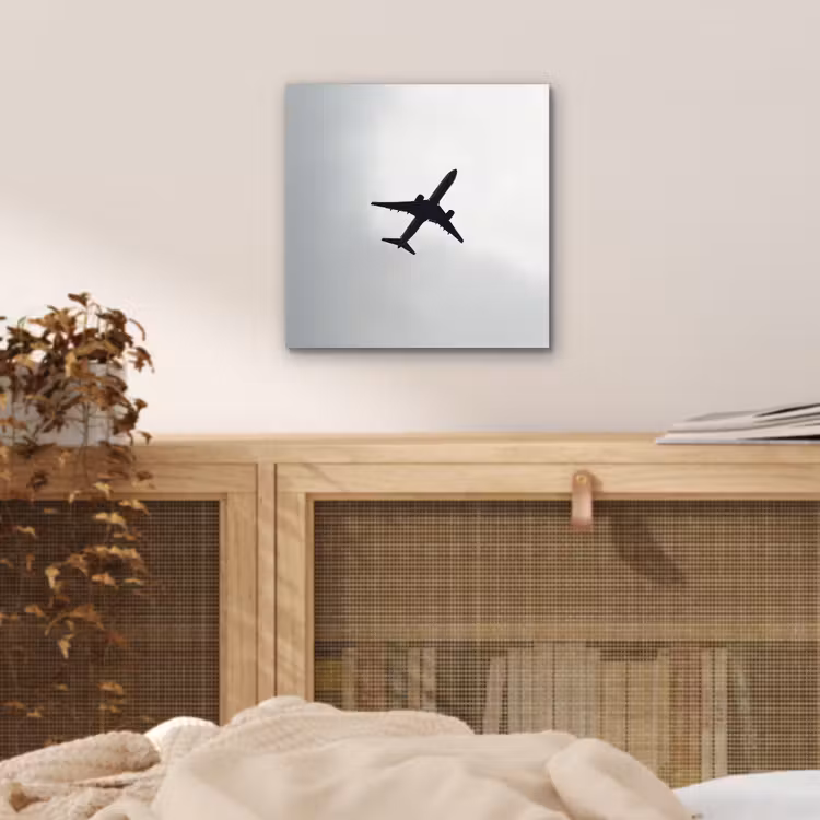 Minimalistisch - Silhouet - Zwart - Vliegtuig aluminium wit klein -sfeer3