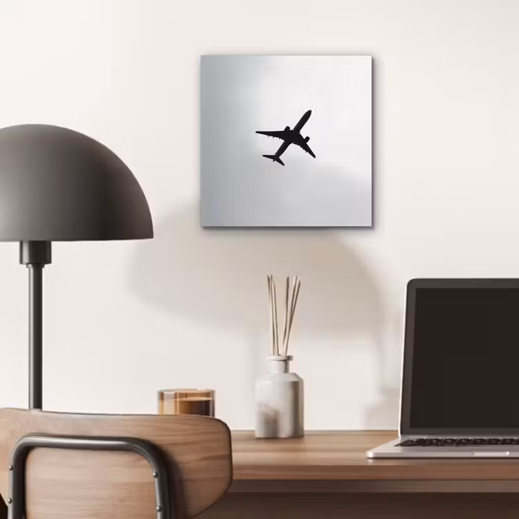 Minimalistisch - Silhouet - Zwart - Vliegtuig aluminium wit klein -sfeer5