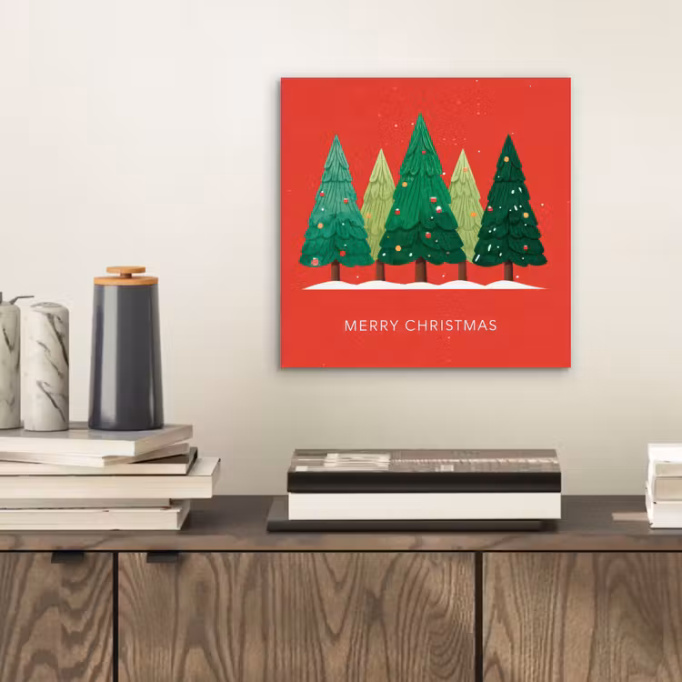 Minimalistisch - Kerstbomen - Rood - Sneeuw aluminium wit klein -sfeer1