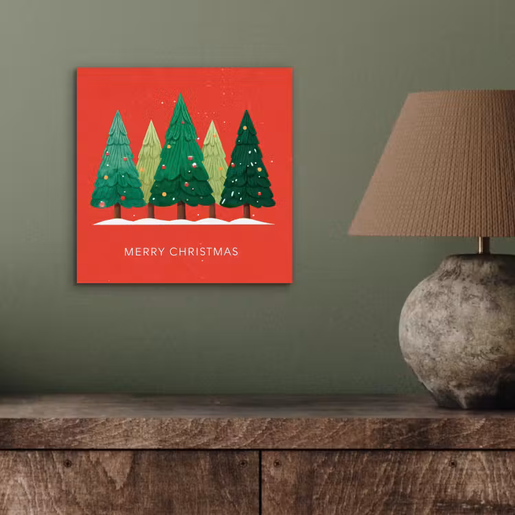 Minimalistisch - Kerstbomen - Rood - Sneeuw aluminium wit klein -sfeer2