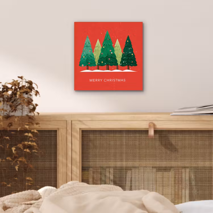 Minimalistisch - Kerstbomen - Rood - Sneeuw aluminium wit klein -sfeer3