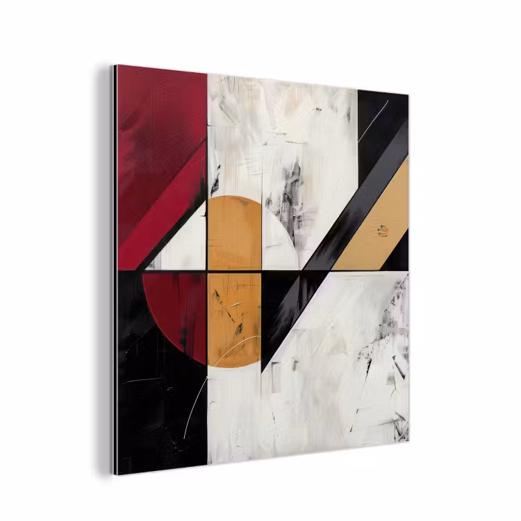 Modern - Abstract - Geometrisch - Rood - Industrieel aluminium wit klein -3d
