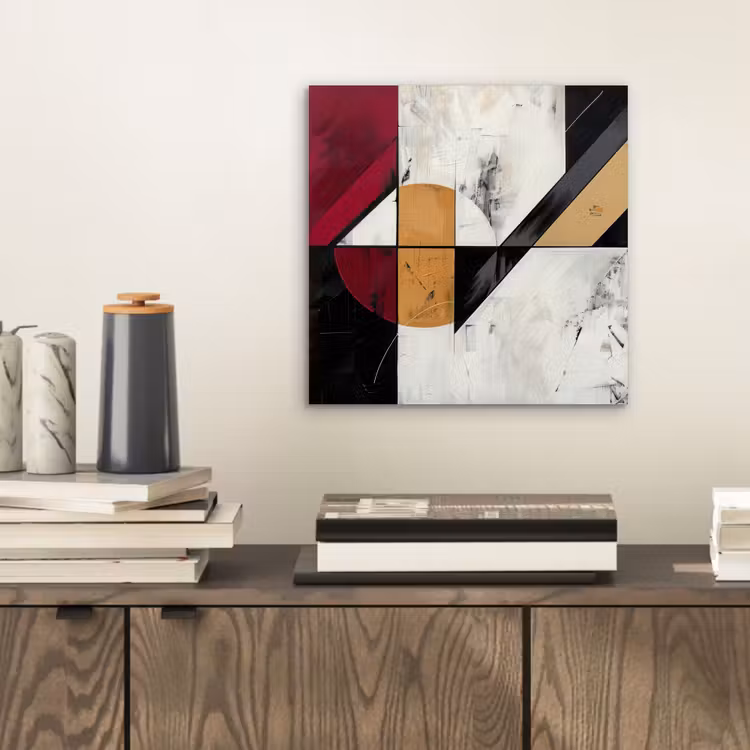 Modern - Abstract - Geometrisch - Rood - Industrieel aluminium wit klein -sfeer1