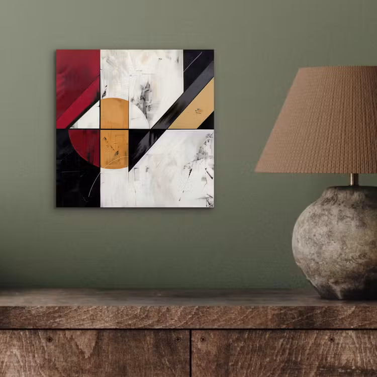 Modern - Abstract - Geometrisch - Rood - Industrieel aluminium wit klein -sfeer2