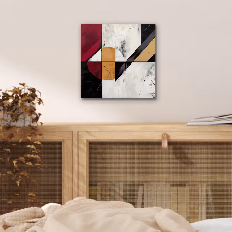 Modern - Abstract - Geometrisch - Rood - Industrieel aluminium wit klein -sfeer3