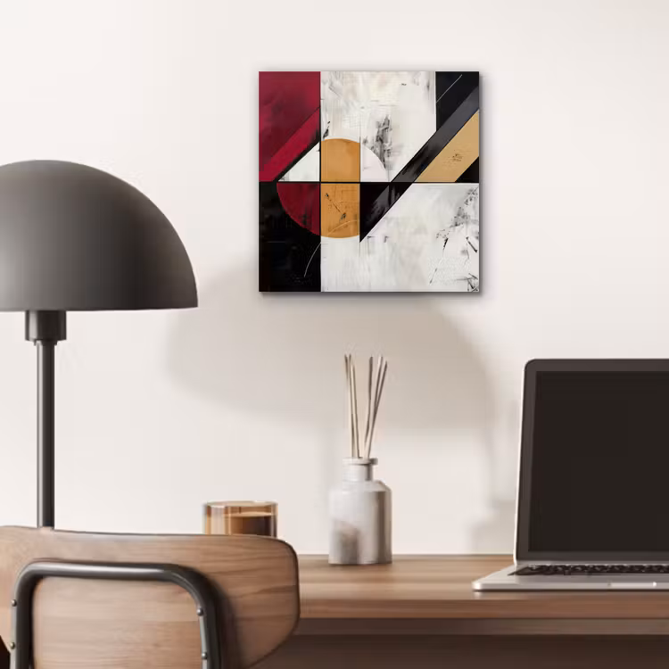 Modern - Abstract - Geometrisch - Rood - Industrieel aluminium wit klein -sfeer5
