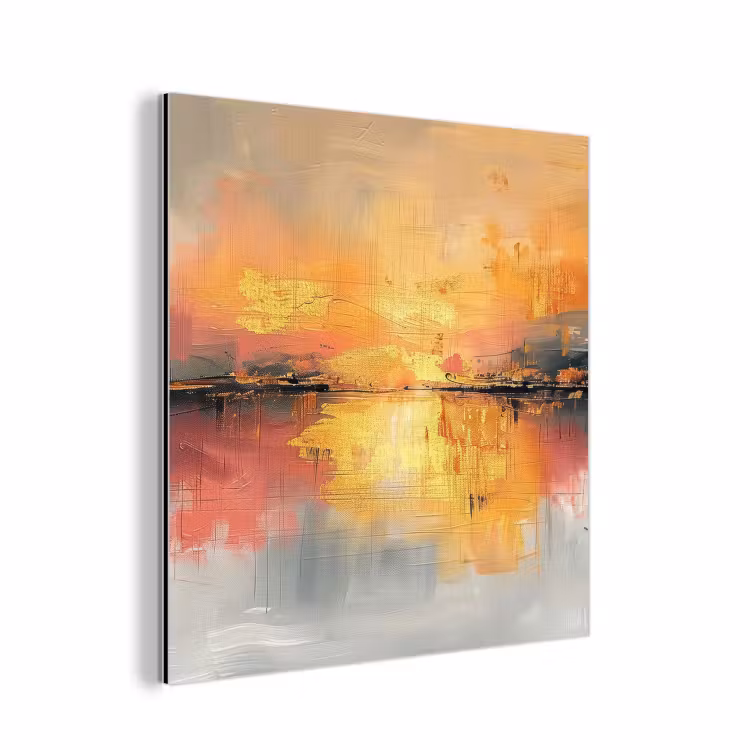 Modern - Abstract - Goud - Roze aluminium wit klein -3d