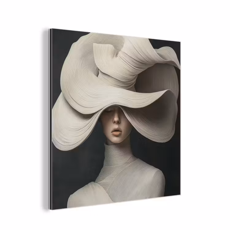 Modern - Vrouw - Hoed aluminium wit klein -3d