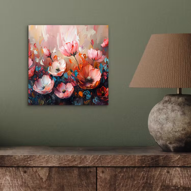 Klaprozen - Roze - Bloemen - Botanisch - Kunst aluminium wit klein -sfeer2