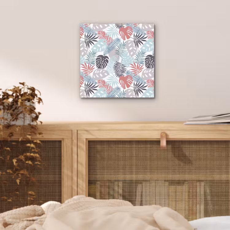 Monstera - Pastel - Bladeren - Tropical aluminium wit klein -sfeer3