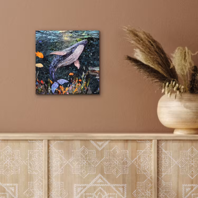 Mozaïek - Walvis - Koraal - Water aluminium wit klein -sfeer4