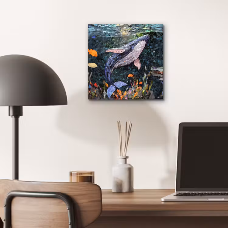 Mozaïek - Walvis - Koraal - Water aluminium wit klein -sfeer5