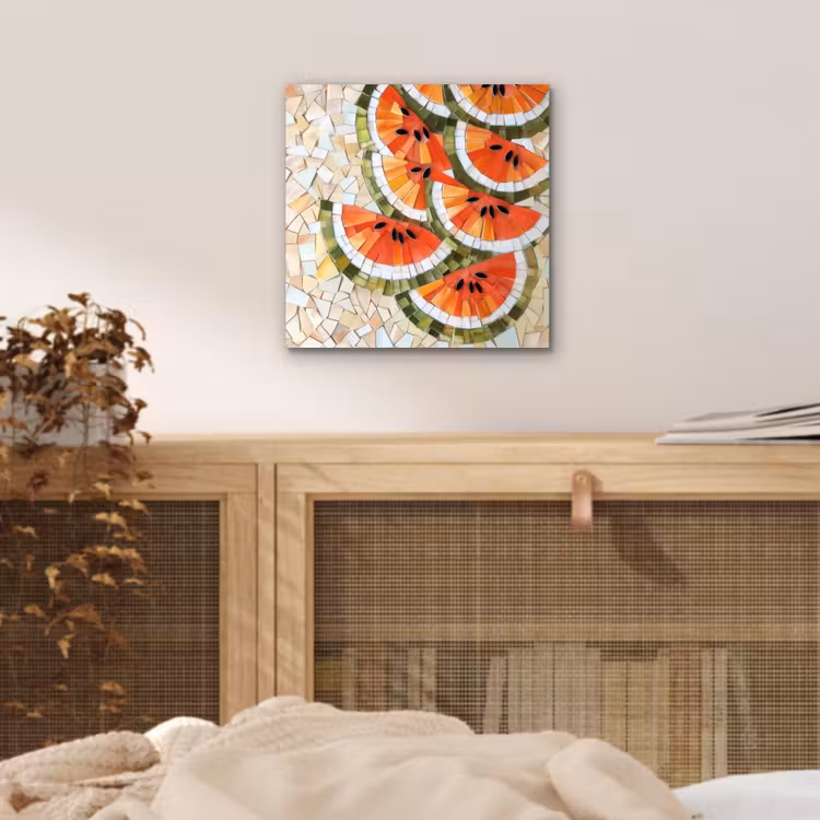 Mozaïek - Watermeloen - Rood - Pitten aluminium wit klein -sfeer3