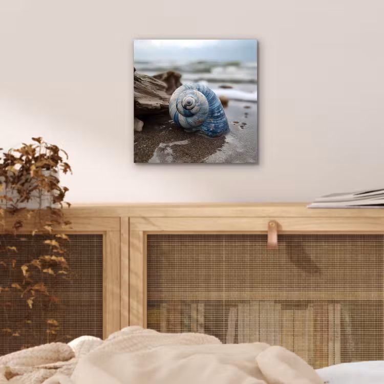 Schelp - Strand - Blauw - Zee aluminium wit klein -sfeer3