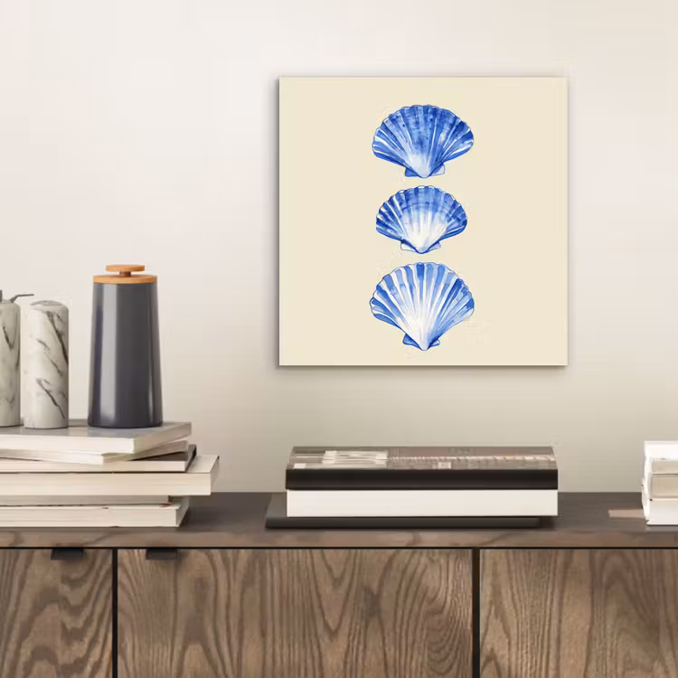 Schelpen - Blauw - Beige aluminium wit klein -sfeer1