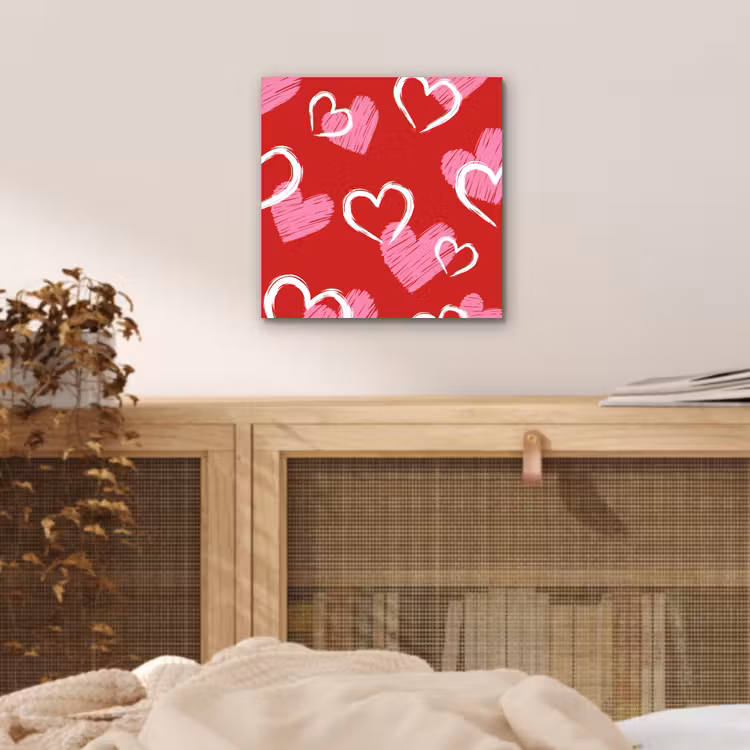 Patroon - Hartjes - Roze - Valentijn aluminium wit klein -sfeer3