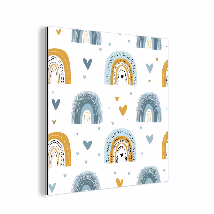 Patroon - Regenboog - Hartjes aluminium wit klein -3d