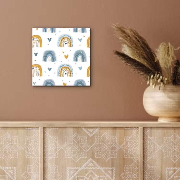Patroon - Regenboog - Hartjes aluminium wit klein -sfeer4