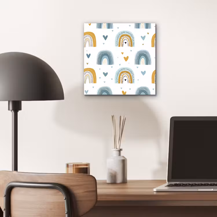 Patroon - Regenboog - Hartjes aluminium wit klein -sfeer5