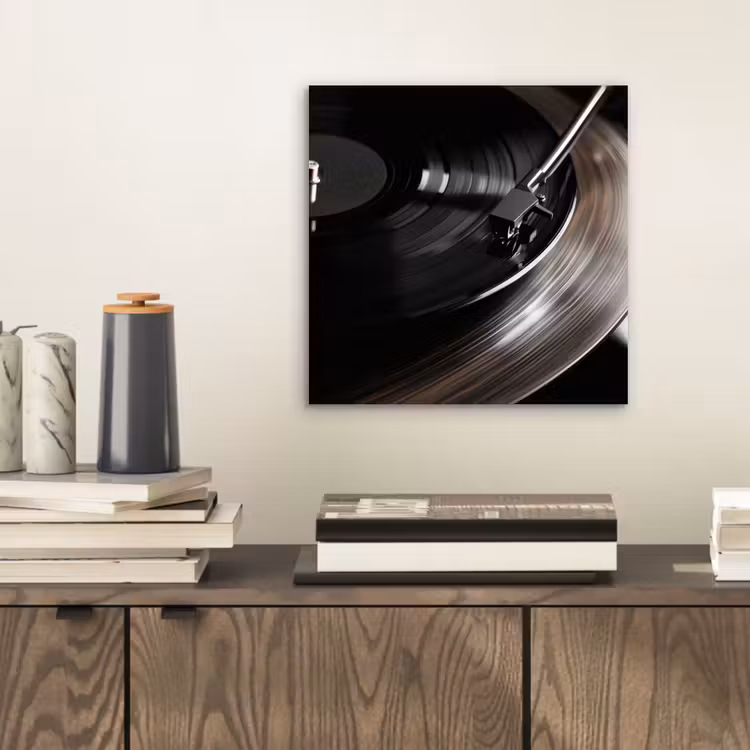 Close-up - Vinylplaat - Platenspeler - Zwart aluminium wit klein -sfeer1