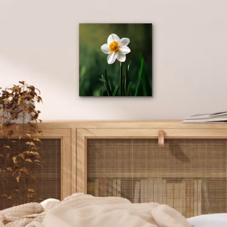 Narcis - Bloem - Wit - Grassprieten aluminium wit klein -sfeer3