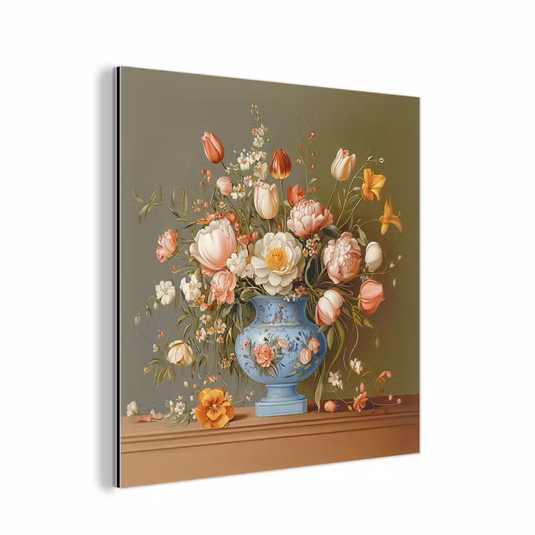 Neutral - Bloemen - Boeket - Vaas aluminium wit klein -3d