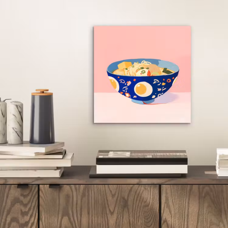Noodles - Kom - Blauw - Illustratie aluminium wit klein -sfeer1