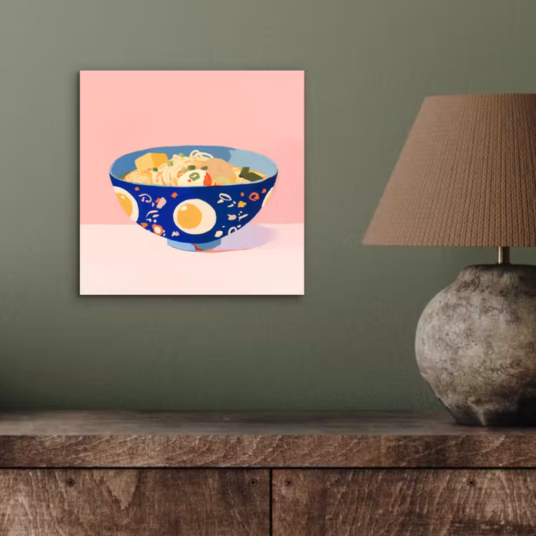 Noodles - Kom - Blauw - Illustratie aluminium wit klein -sfeer2