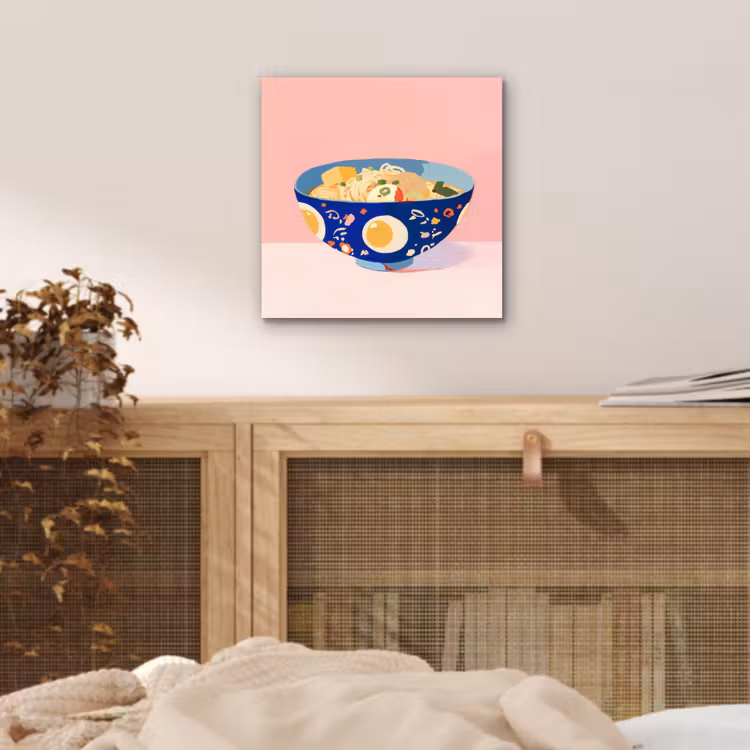 Noodles - Kom - Blauw - Illustratie aluminium wit klein -sfeer3