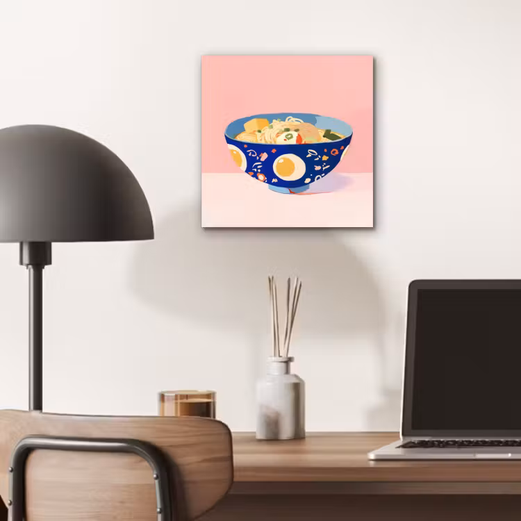 Noodles - Kom - Blauw - Illustratie aluminium wit klein -sfeer5
