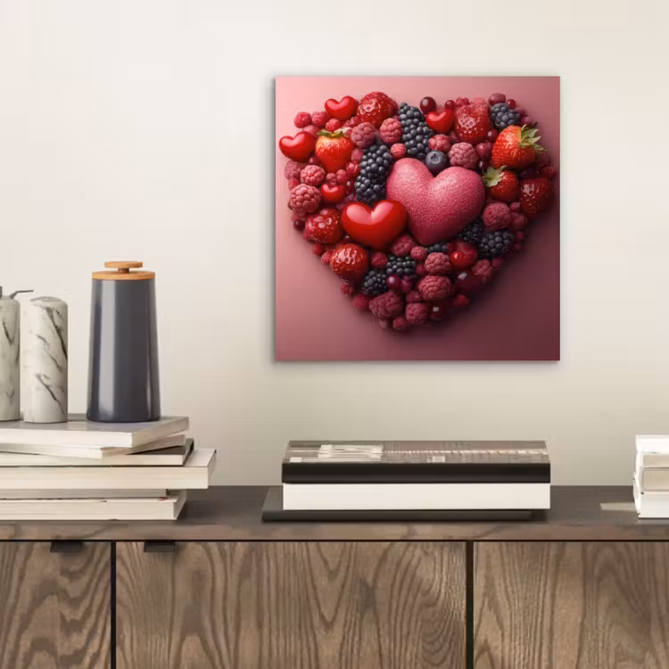 Fruit - Hartjes - Aardbeien - Frambozen - Bosbessen aluminium wit klein -sfeer1
