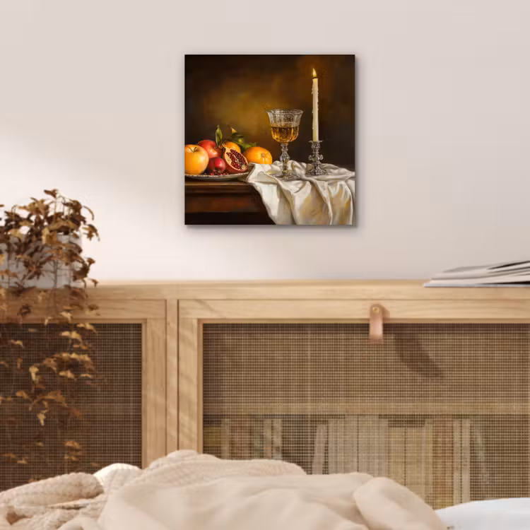 Fruit - Stilleven - Wijn - Kaars aluminium wit klein -sfeer3