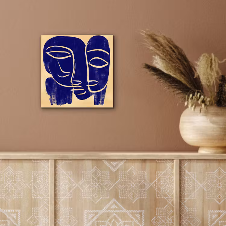 Okergeel - Blauw - Eenvoudige lijnen aluminium wit klein -sfeer4
