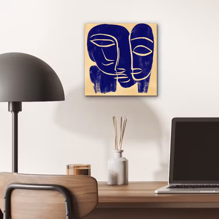 Okergeel - Blauw - Eenvoudige lijnen aluminium wit klein -sfeer5
