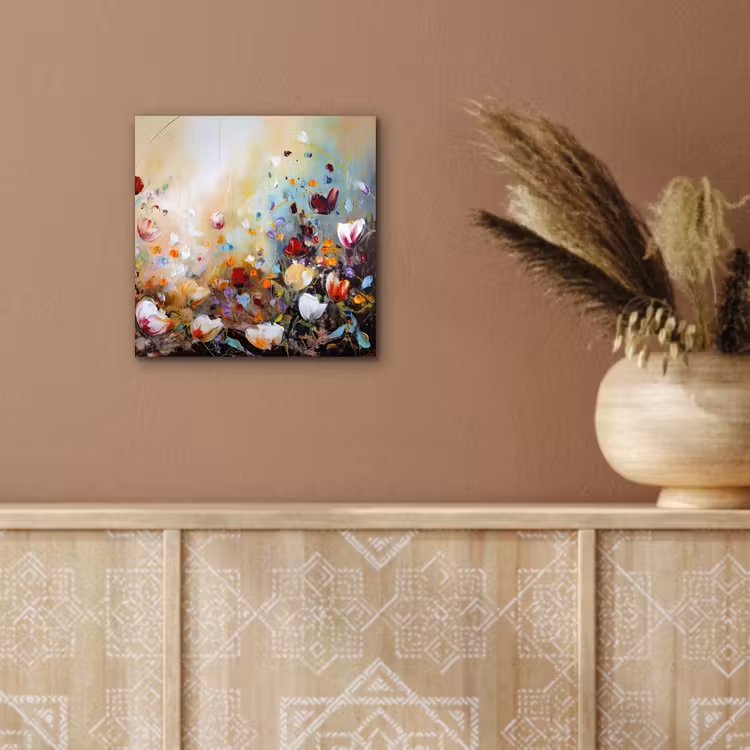 Olieverf - Bloemen - Kleurrijk - Natuur aluminium wit klein -sfeer4