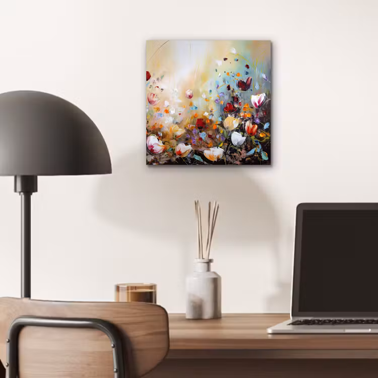 Olieverf - Bloemen - Kleurrijk - Natuur aluminium wit klein -sfeer5