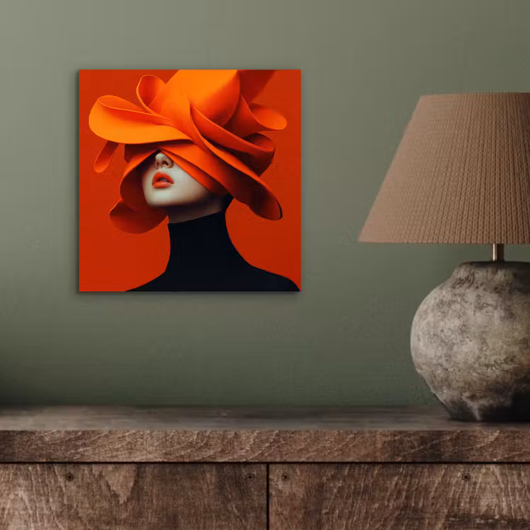 Oranje - Hoed - Vrouw aluminium wit klein -sfeer2