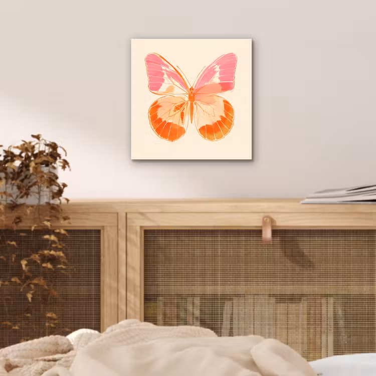 Oranje - Vlinder - Minimalistisch aluminium wit klein -sfeer3