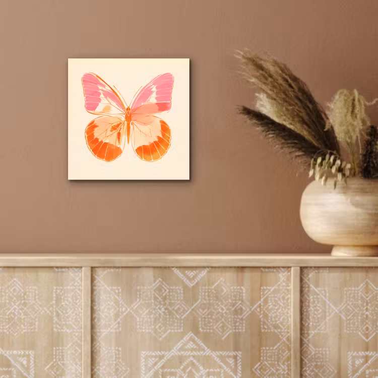 Oranje - Vlinder - Minimalistisch aluminium wit klein -sfeer4