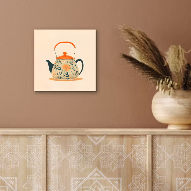 Oranje - Theepot - Bloemen - Bladeren aluminium wit klein -sfeer4