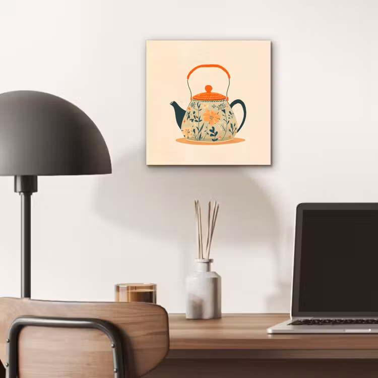 Oranje - Theepot - Bloemen - Bladeren aluminium wit klein -sfeer5