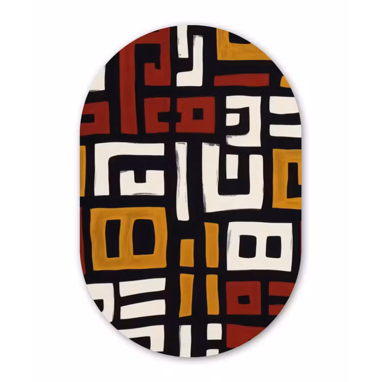 Abstract - Patroon - Rood Wandcirkel Ovaal Aluminium middel -3d